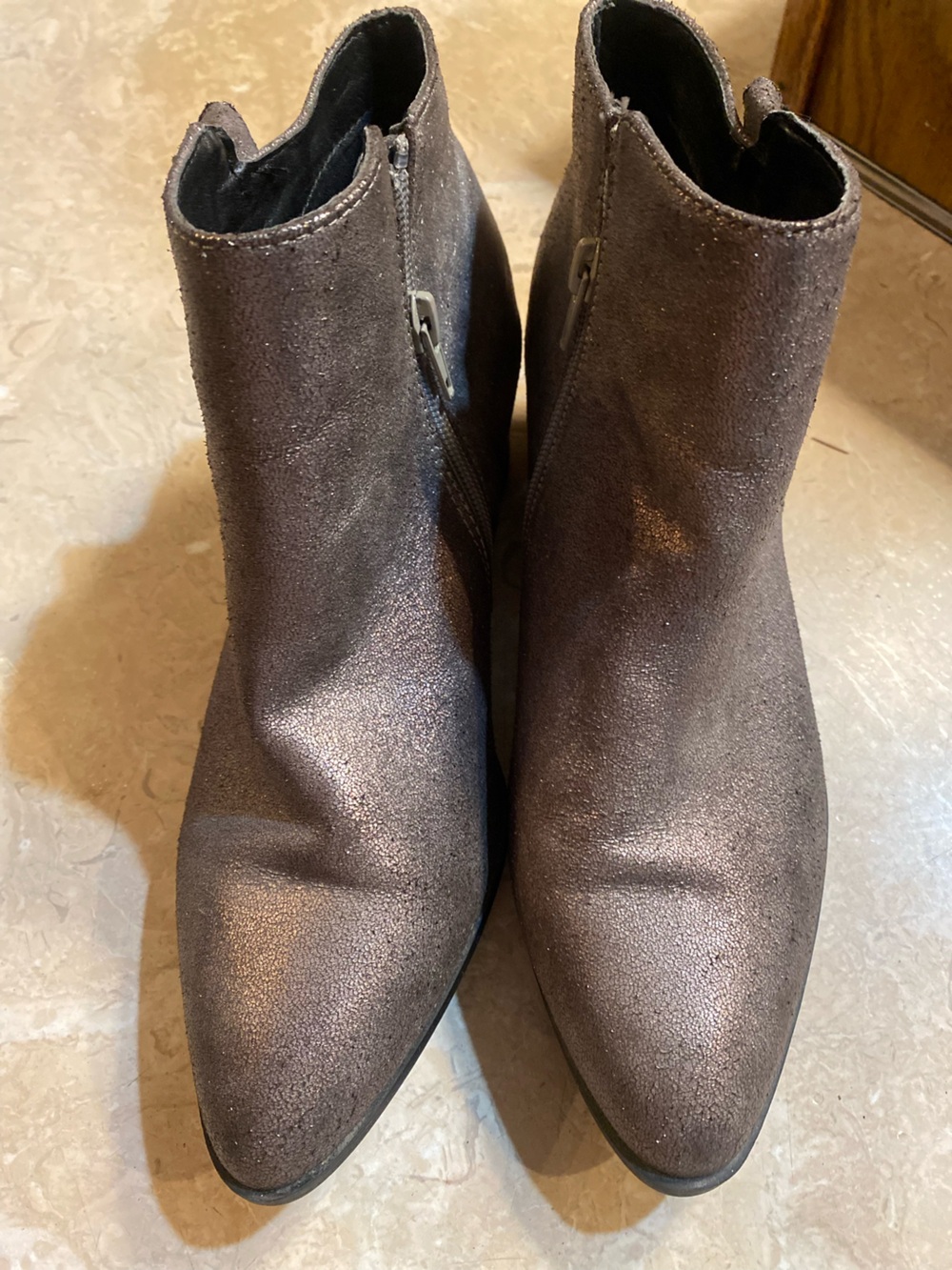 JustFab Metallic Brown Over-the-Ankle Boots